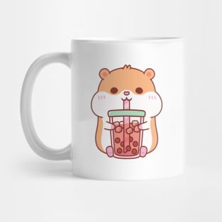 Cute Chubby Hamster Drinking Bubble Tea Mug